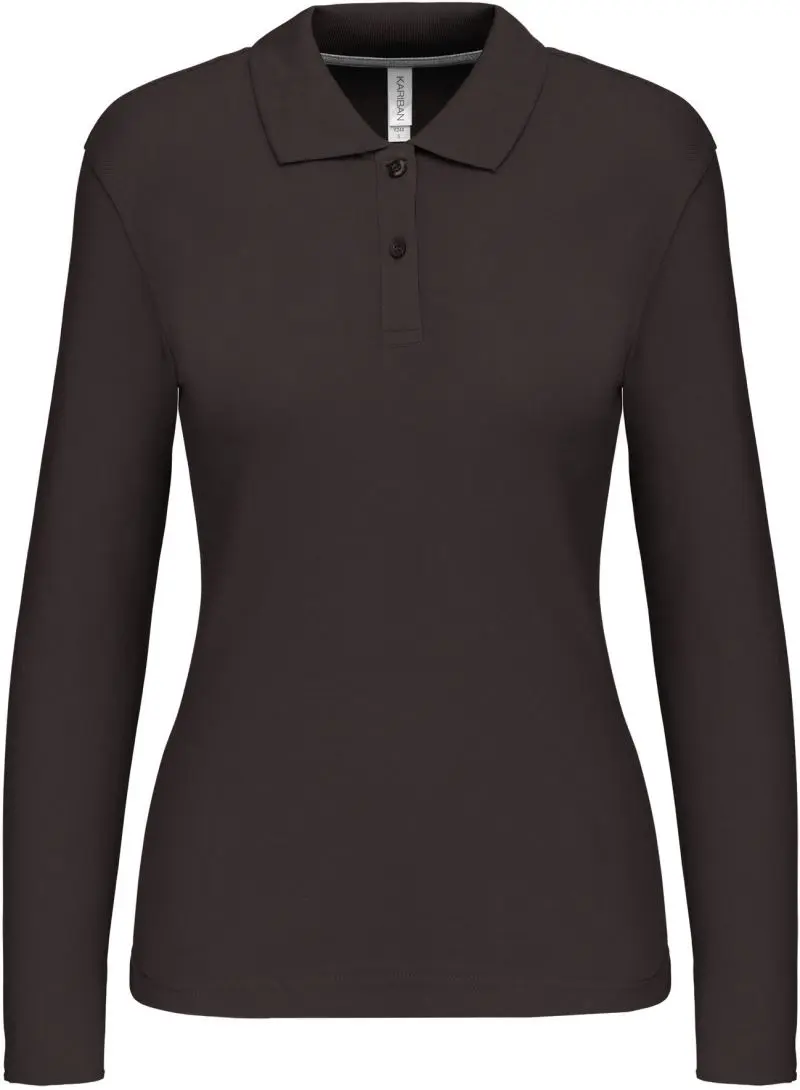 Dámské piqué polo s dlouhým rukávem - dark grey