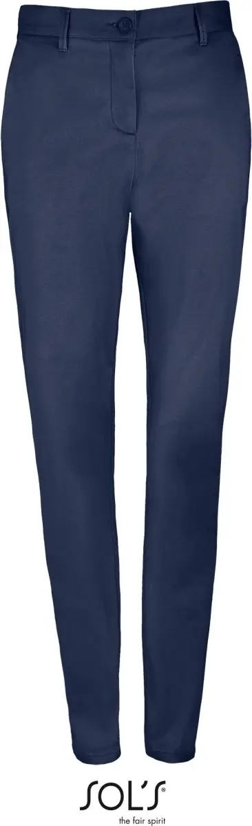 Dámské saténové elastické kalhoty - french navy