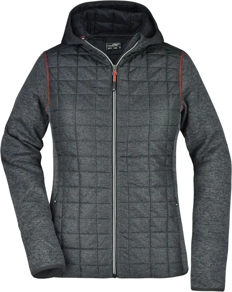 Dámská pletená hybridní bunda - grey melange/anthracite melange