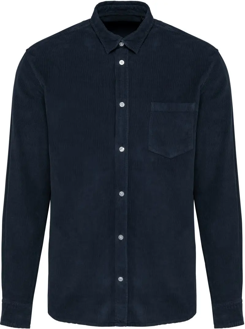 Manšestrová košile s dlouhým rukávem - washed dark navy