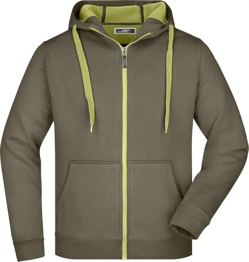 Pánská mikina Doubleface - olive/lime green