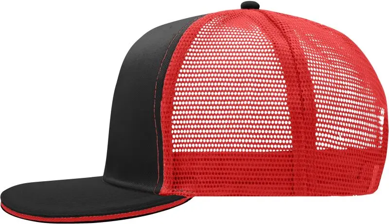 6 panelová Pro síťovaná sandwich kšiltovka - black/red