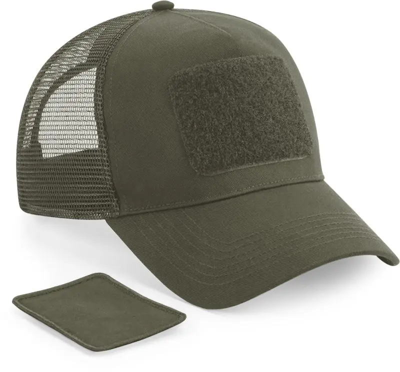 5 panelová kšiltovka "Removable Patch Trucker" - military green