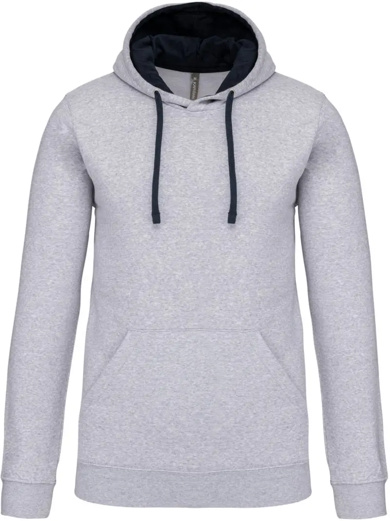 Kontrastní mikina s kapucí - oxford grey/navy