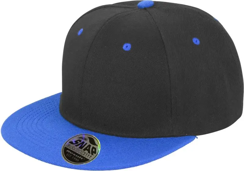 6 panelová kšiltovka s plochým kšiltem - black/azure