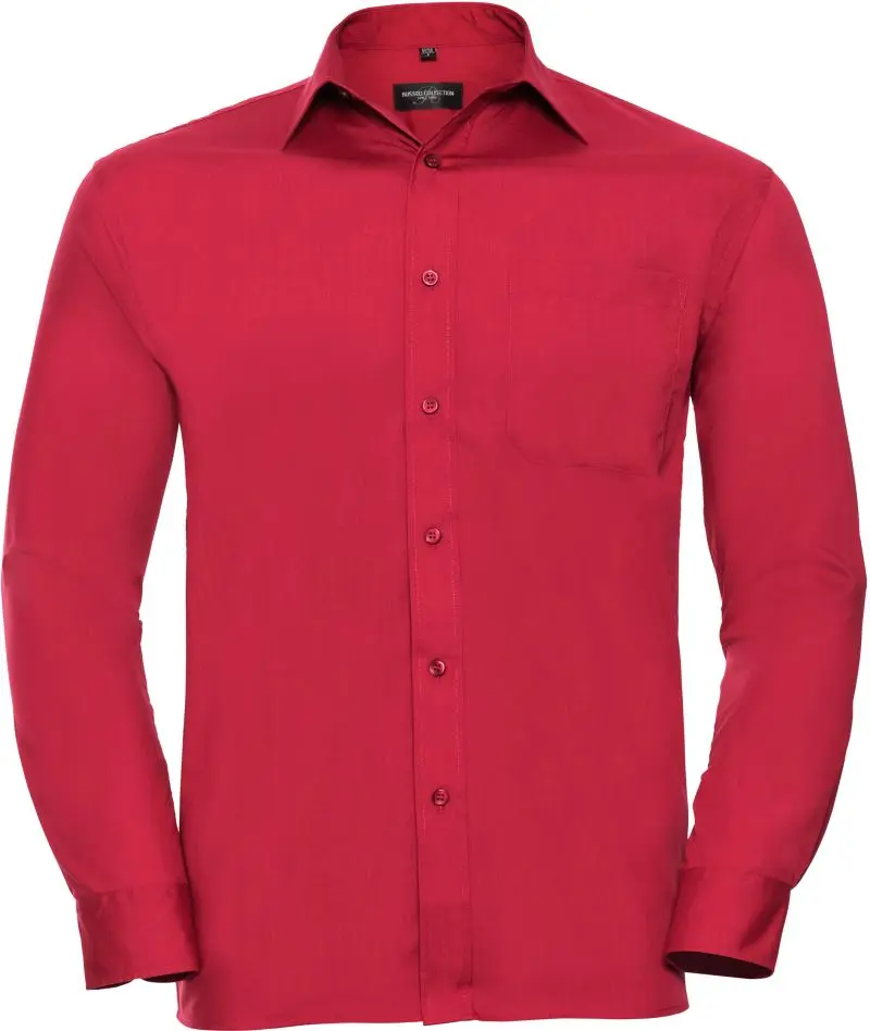 Popelínová košile s dlouhým rukávem - classic red