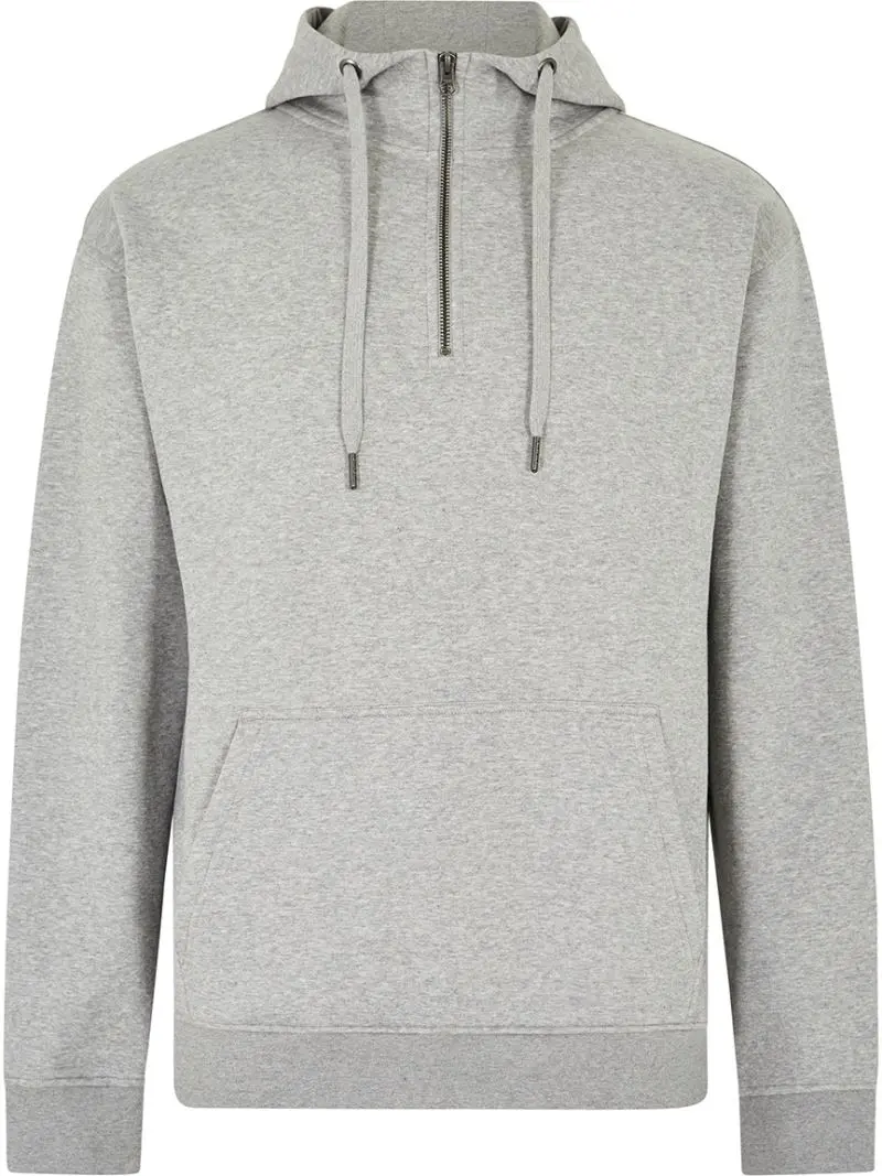 Mikina s kapucí a 1/4 zipem - heather grey