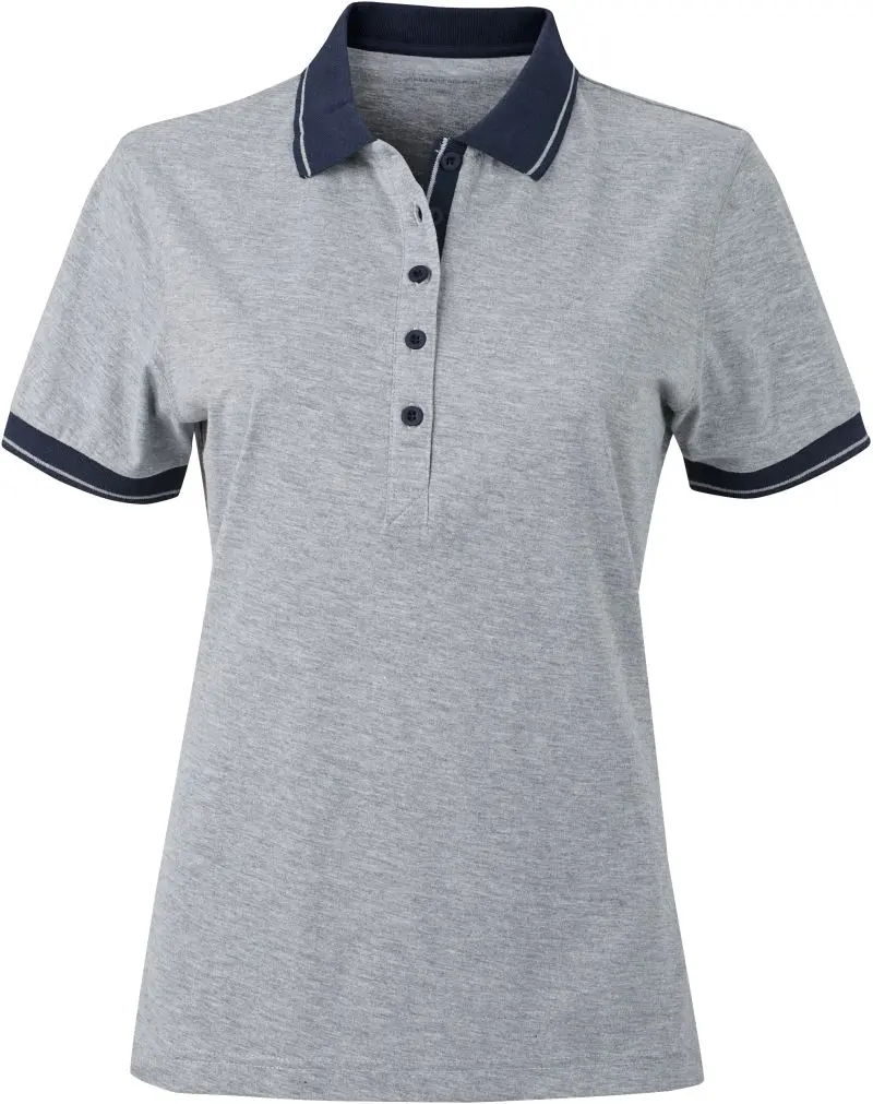 Dámské žerzejové melírované polo - grey heather/navy