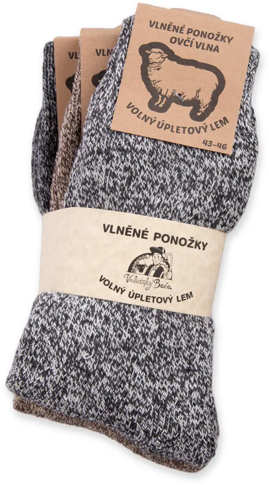 Ponožky z vlny 95% 3 páry