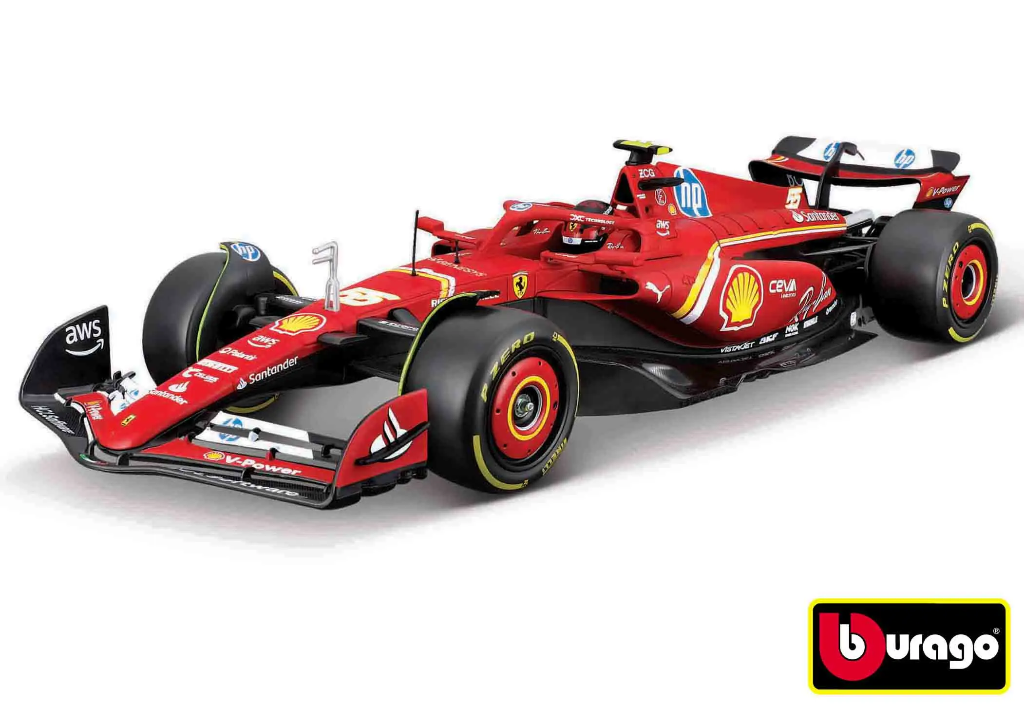 Bburago 1:24 Ferrari F1 Racing Model KIT -SF24 (2024) č.55 Carlos Sainz s podstavcem