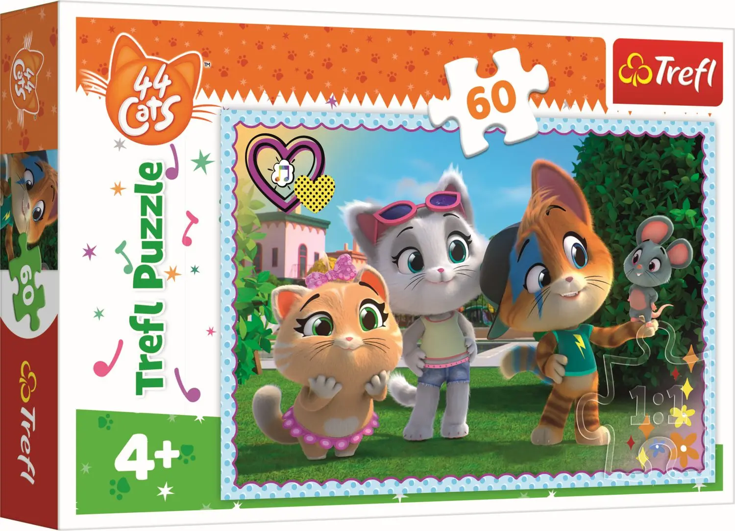Puzzle 44 koček: Hra s kamarády 60 dílků