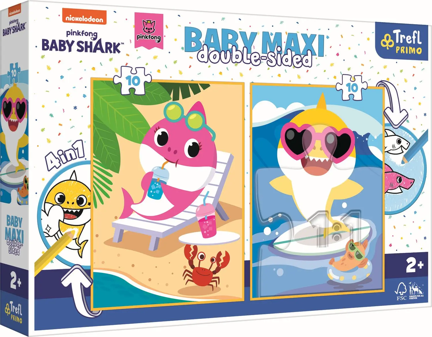 Trefl Oboustranné puzzle 2x10 ks BABY MAXI 4v1 Baby Shark
