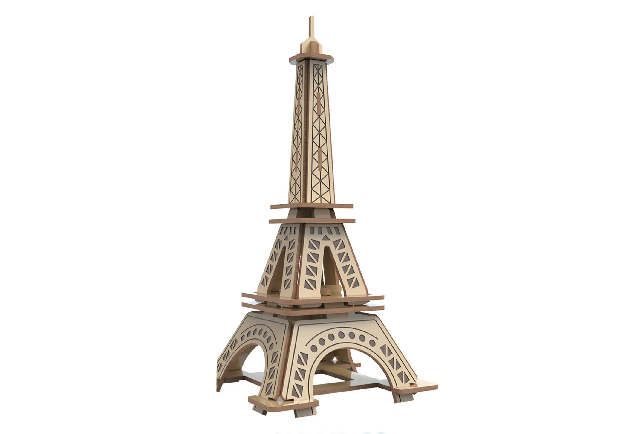 Puzzle 3D dřevěné s barvami Eiffelova věž