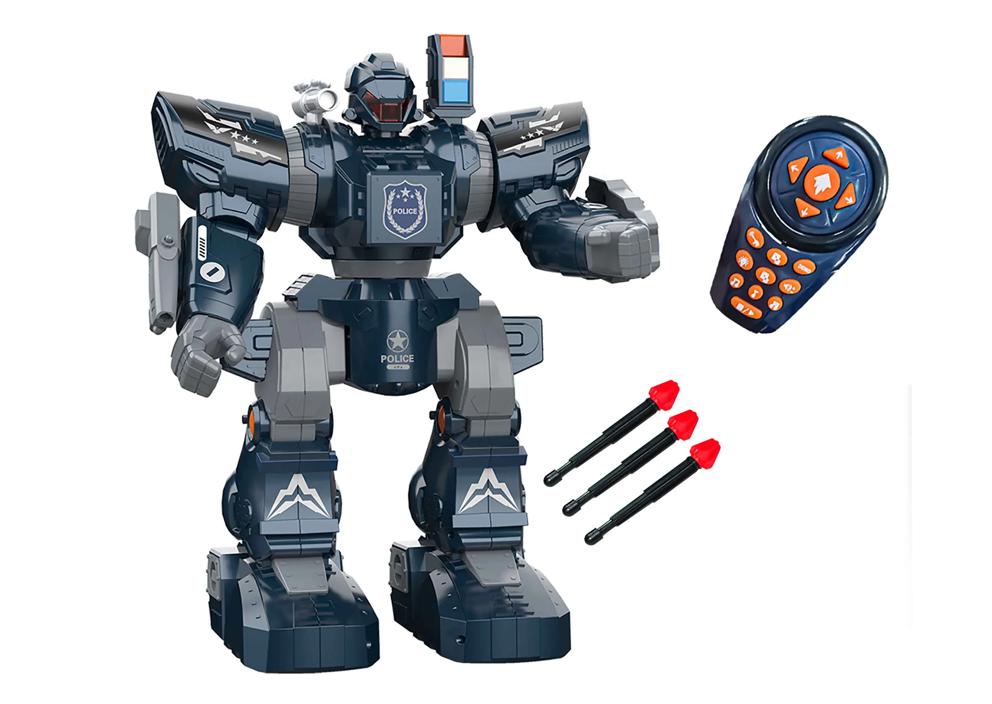 Robot Police střílející s efekty RC na dálkové ovládání 38 cm