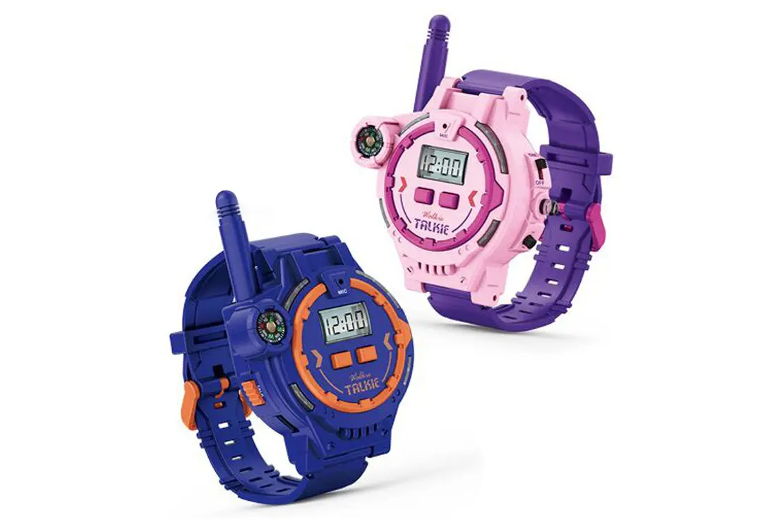 Hodinky a vysílačka walkie-talkie set fialové 2 ks