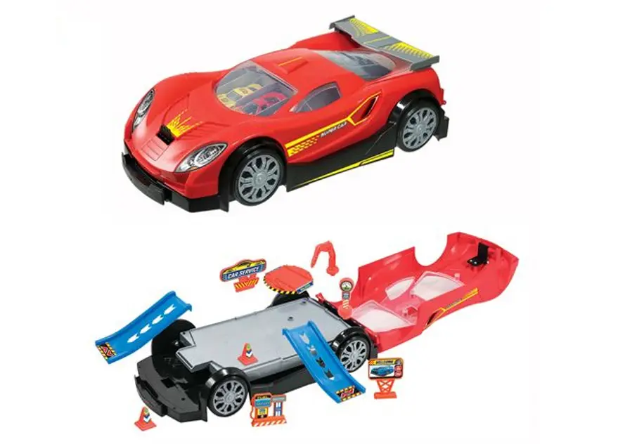 Autoservis rozkládací s autíčky 32cm