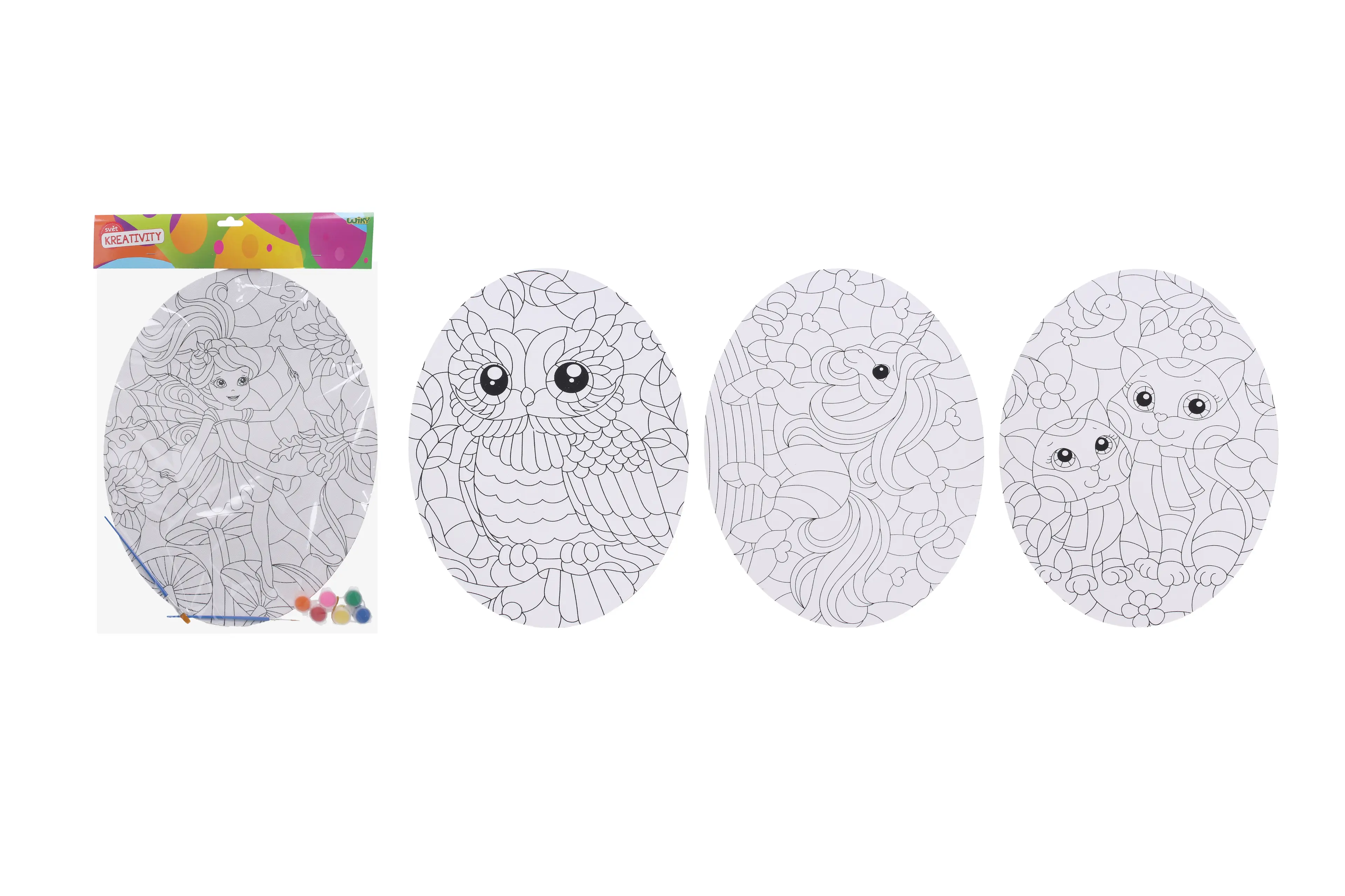 Kreativní set ovál 35x45 cm - vymalování + 2x štětec + barvy