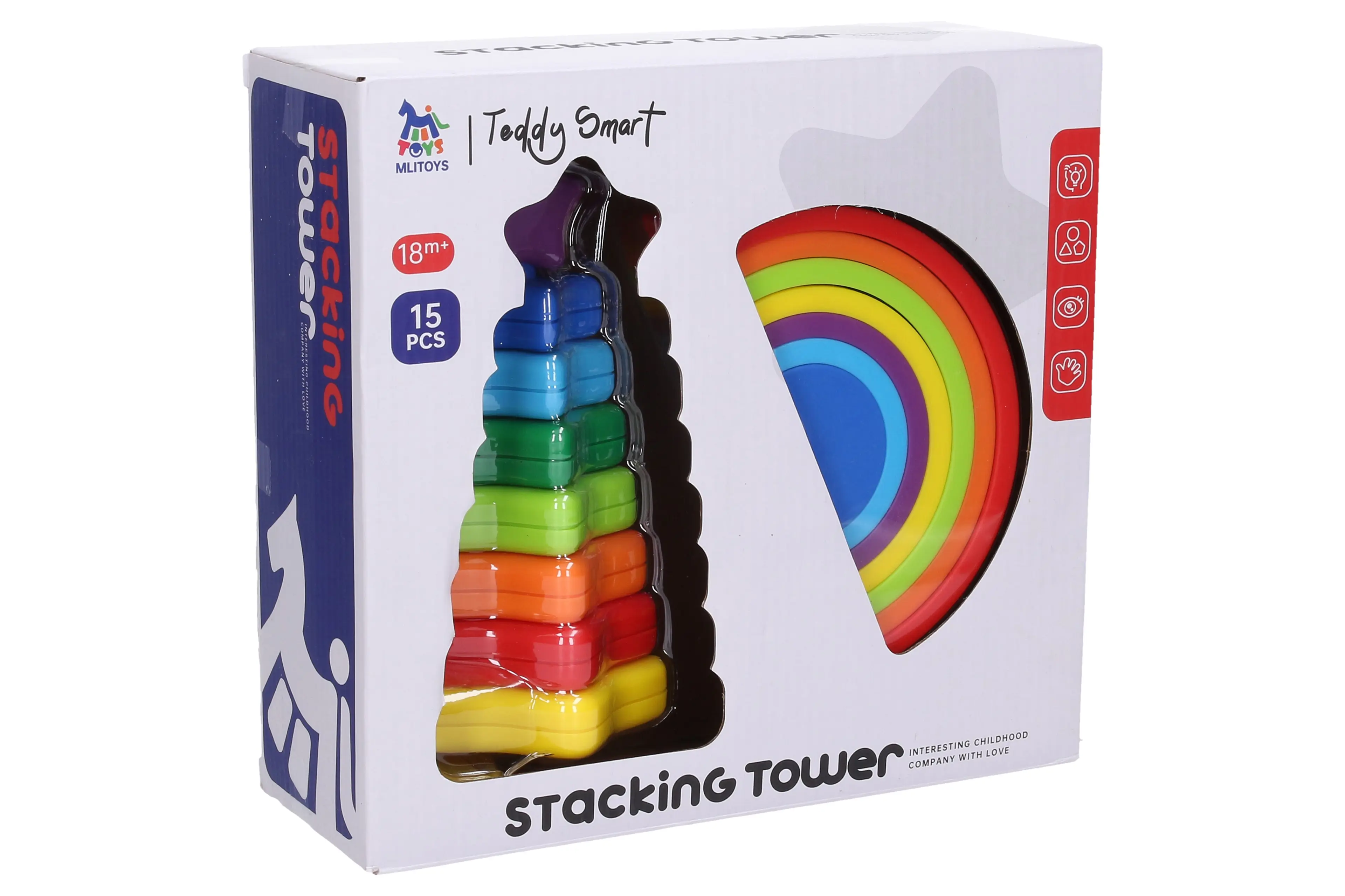 Věž skládací s duhou set 18cm