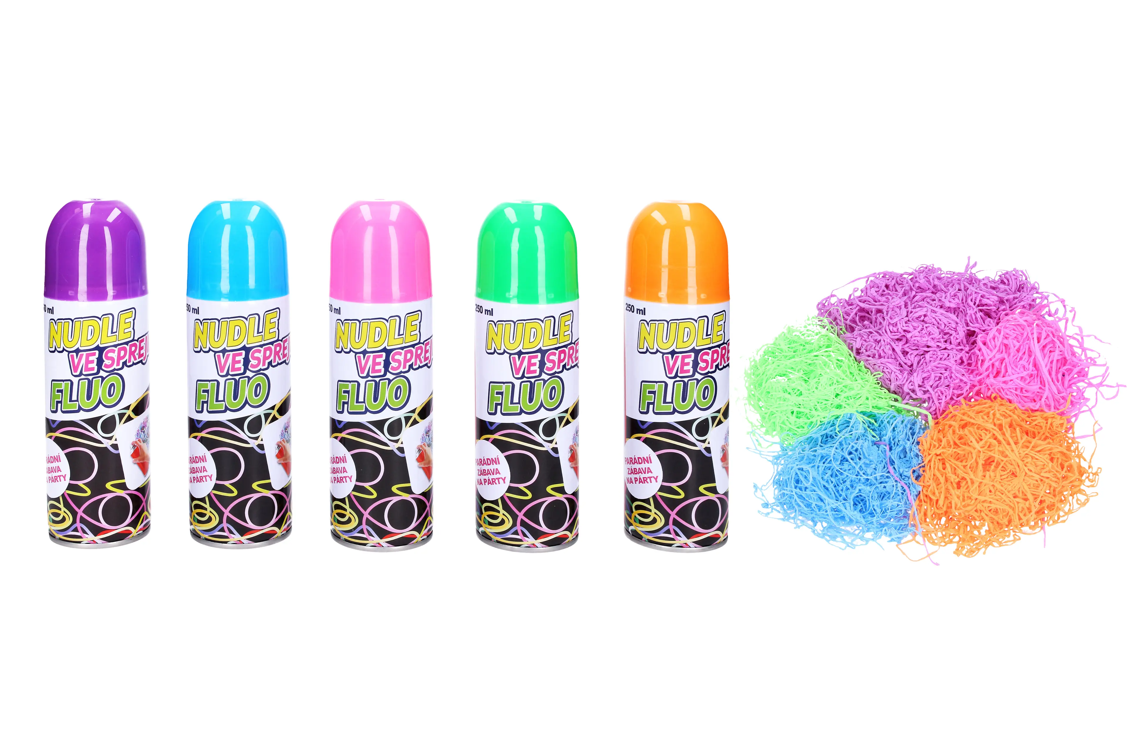 Nudle ve spreji FLUO/špagety ve spreji 17cm 250 ml 5 barev