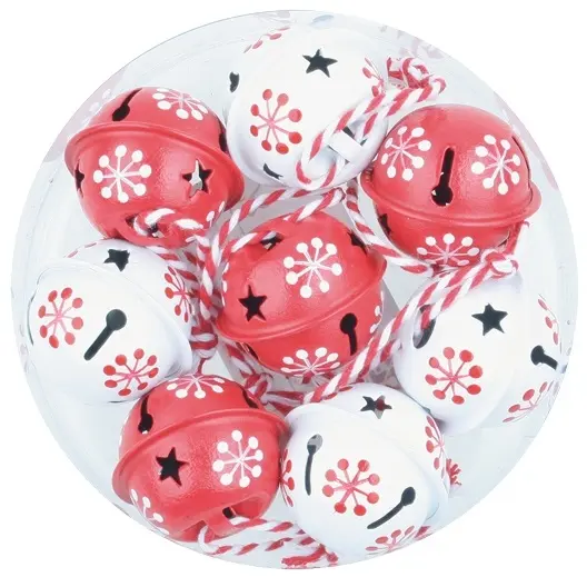 Rolničky sada bílá, červená 8 ks 3x3 cm