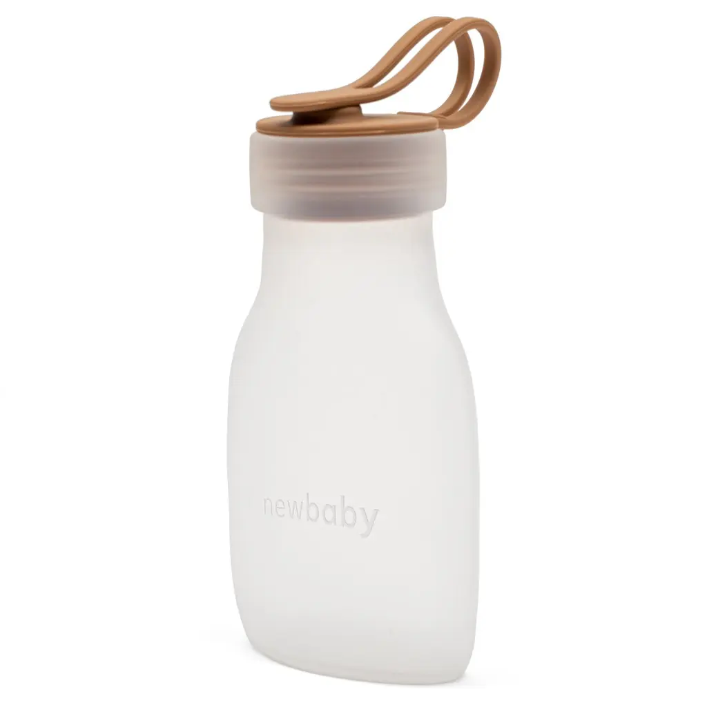 Lahvička na mléko silikonová New Baby hnědá 15cm