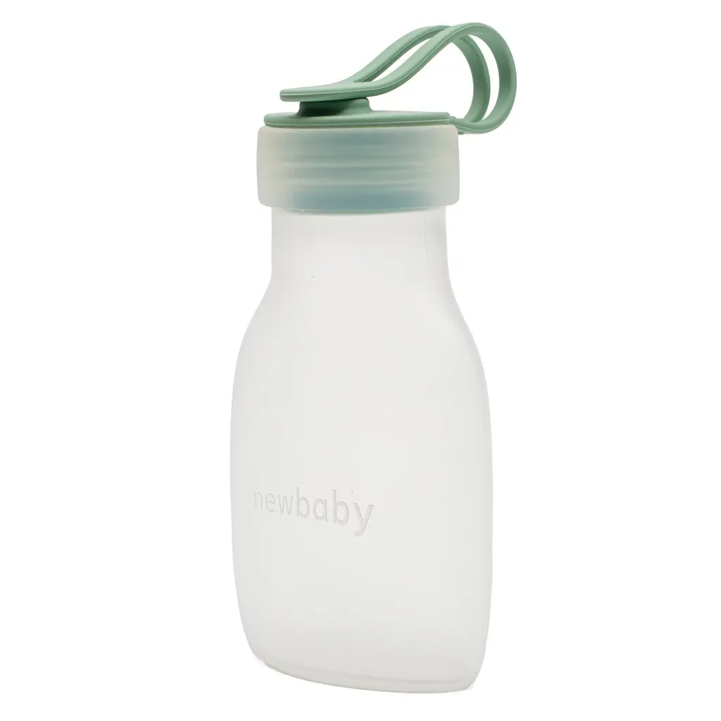 Lahvička na mléko silikonová New Baby zelená 15cm