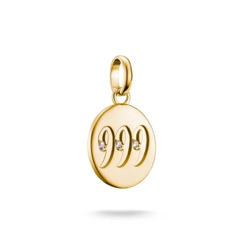 THOMAS SABO CONNECT přívěsek charm Angel number 999 with stones gold-plated  přívěšek CC1256-414-14