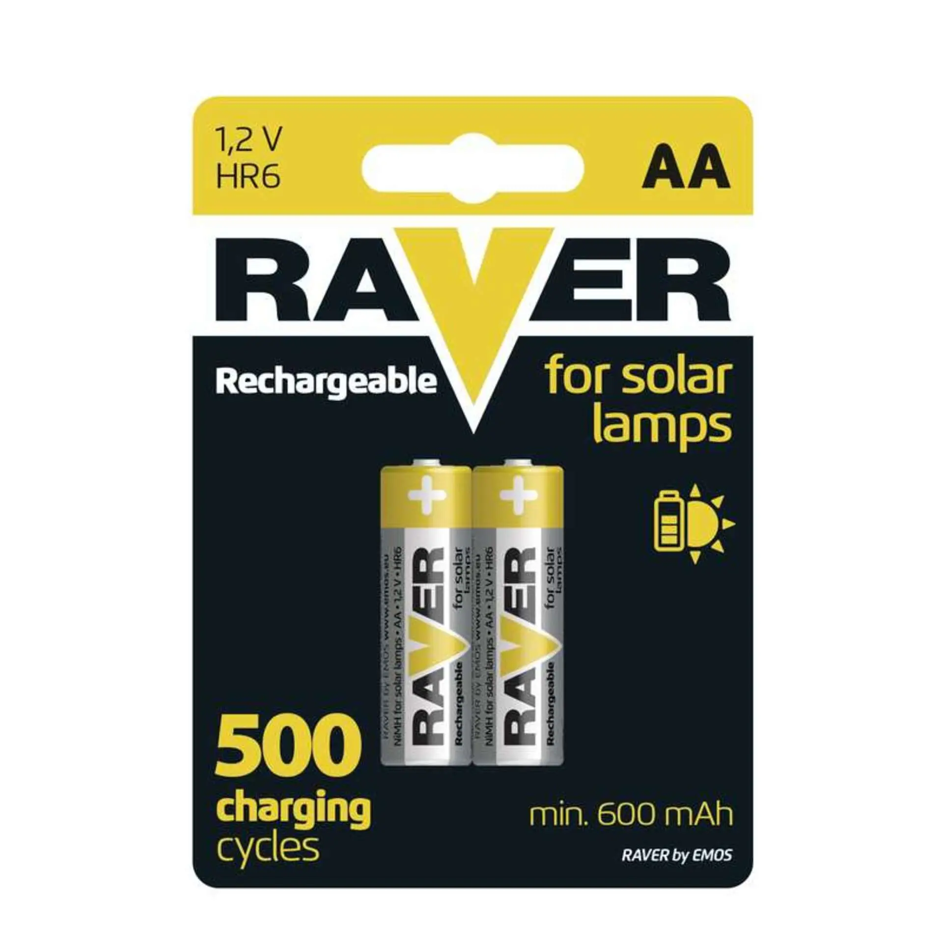 Nabíjecí baterie do solárních lamp RAVER AA 600 mAh, 2 ks
