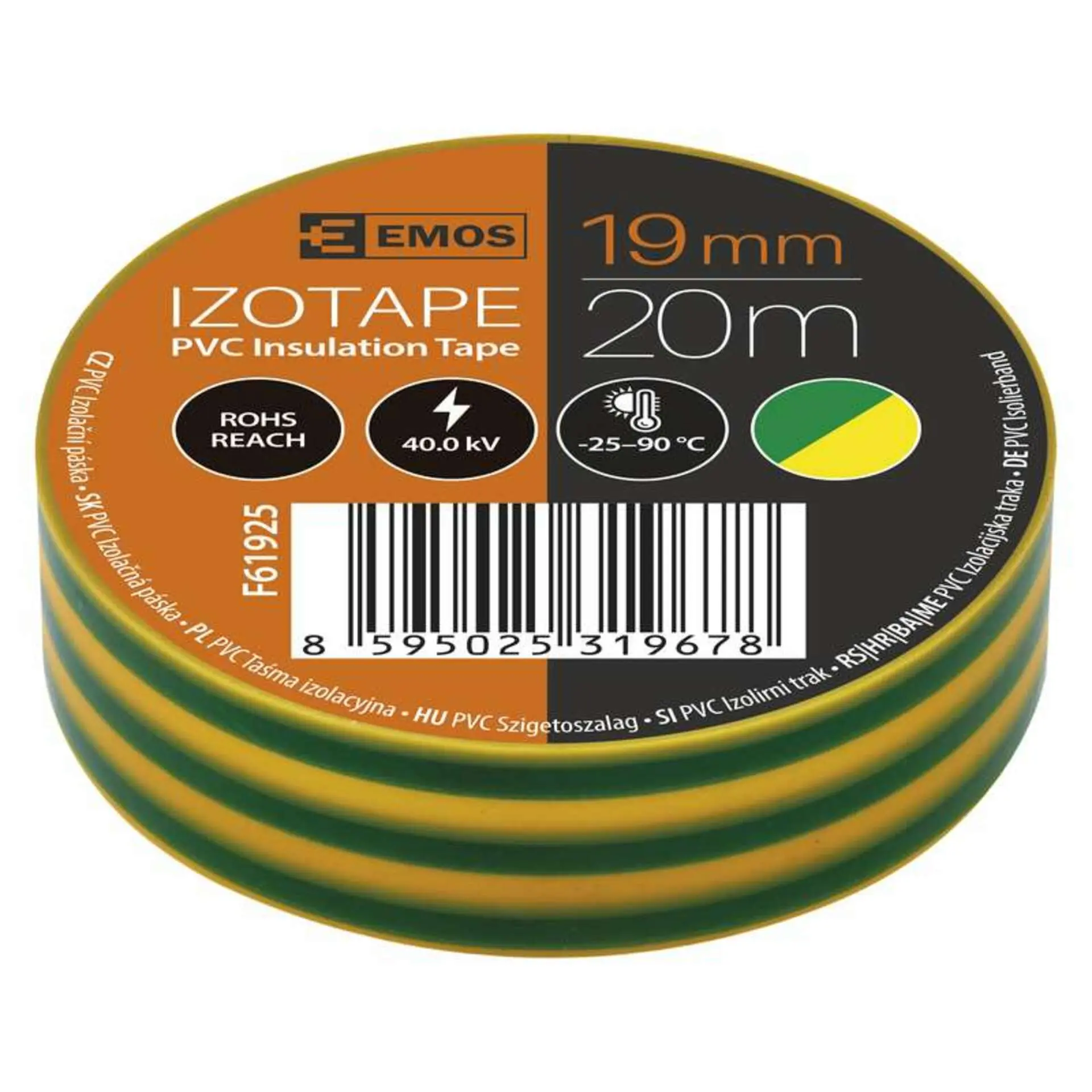 EMOS Izolační páska PVC 19mm / 20m zelenožlutá 10ks 2001192050