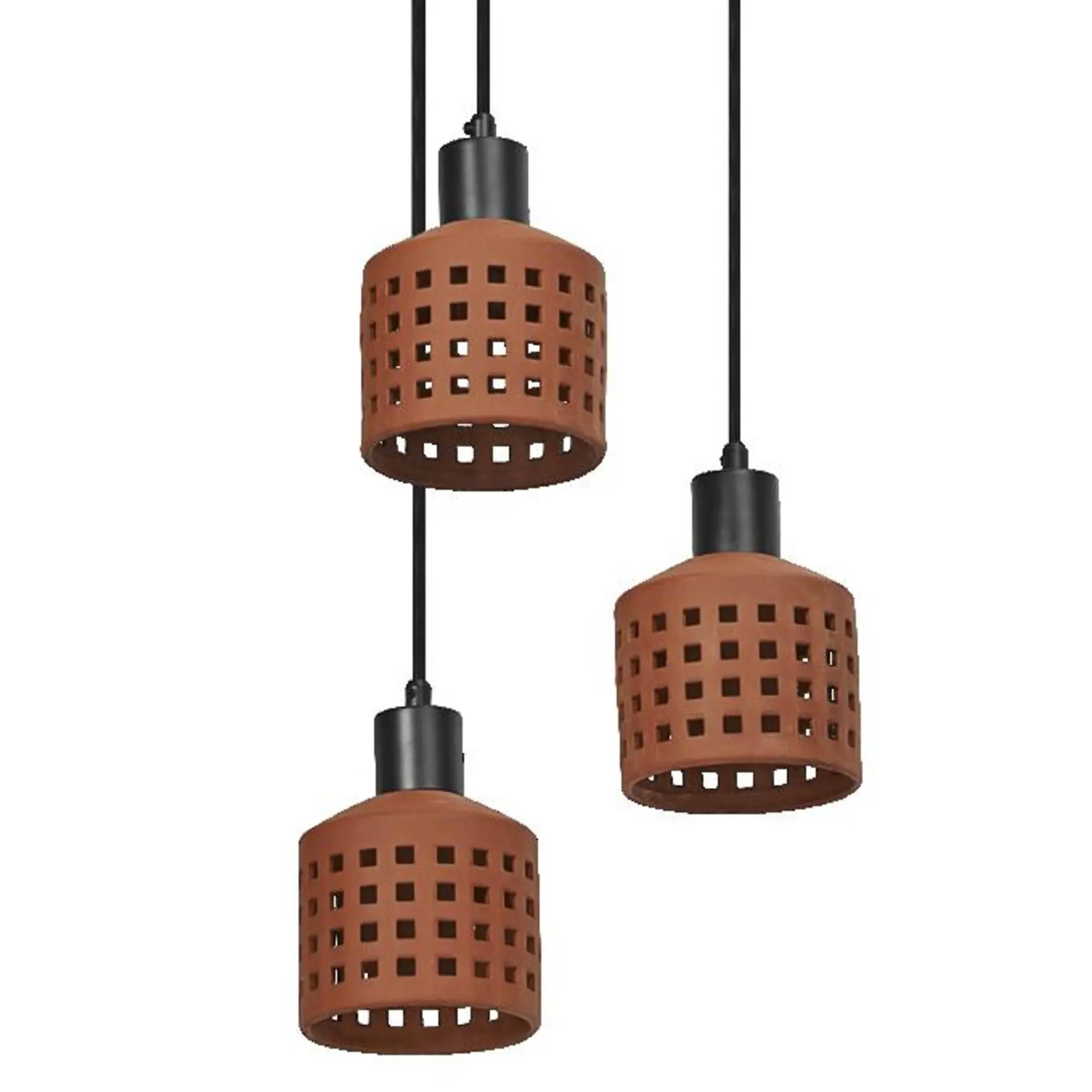 LEDVANCE závěsné svítidlo Clay Windows 3xE27 hnědé 4058075840980