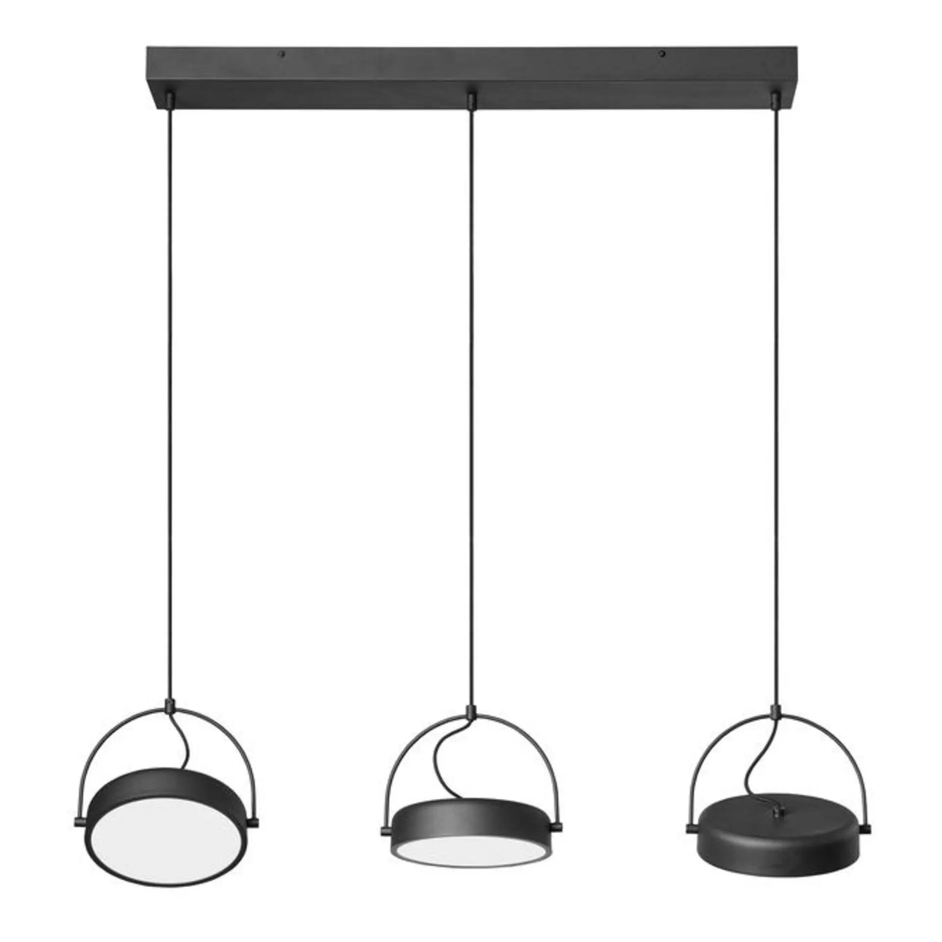 Lineární závěsné svítidlo Puck (3 svítidla), 36W, Teplá bílá, Černé
