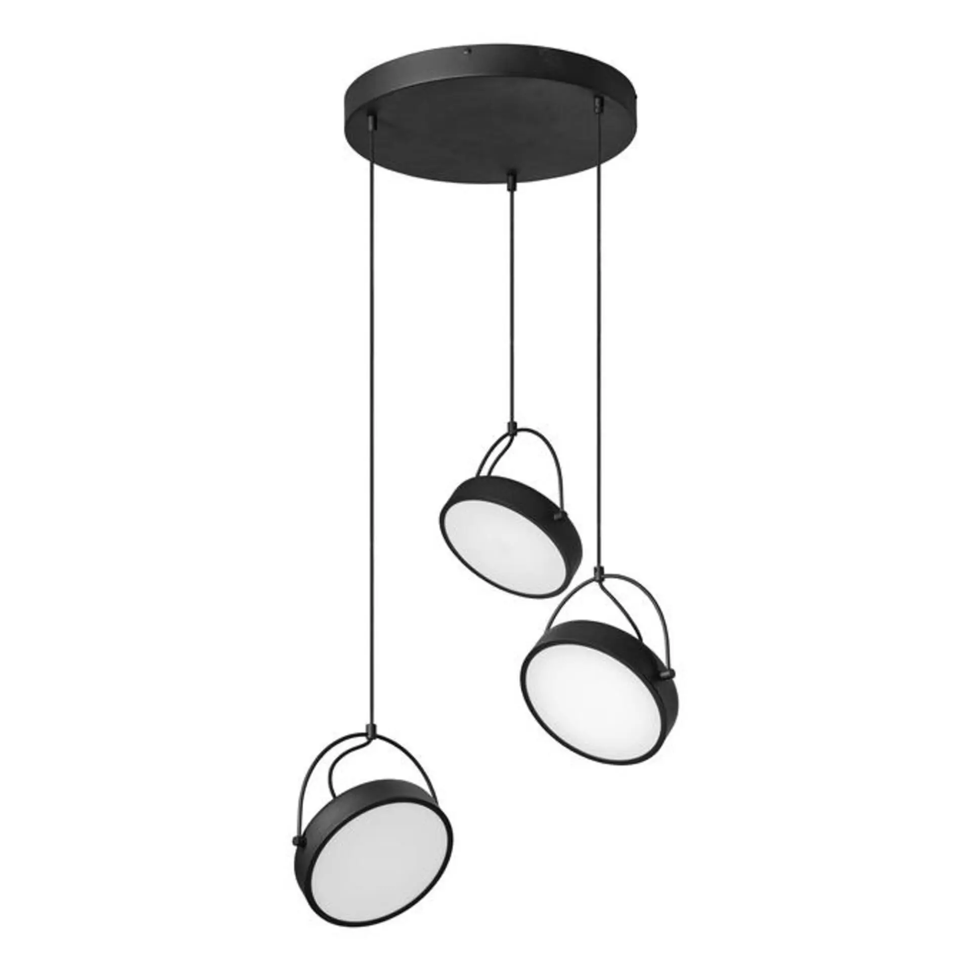 Kruhové závěsné svítidlo Puck (3 svítidla), 36W, Teplá bílá, Černé