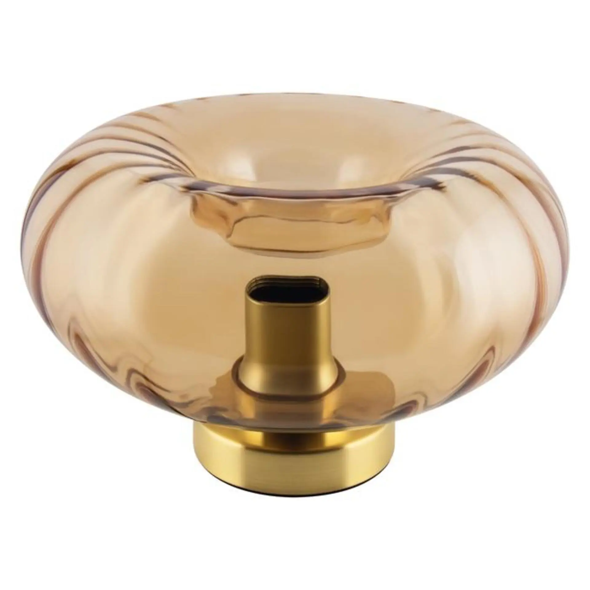 Dekorativní stolní lampa Gold Glass E27, zlatá, s jantarovým sklem