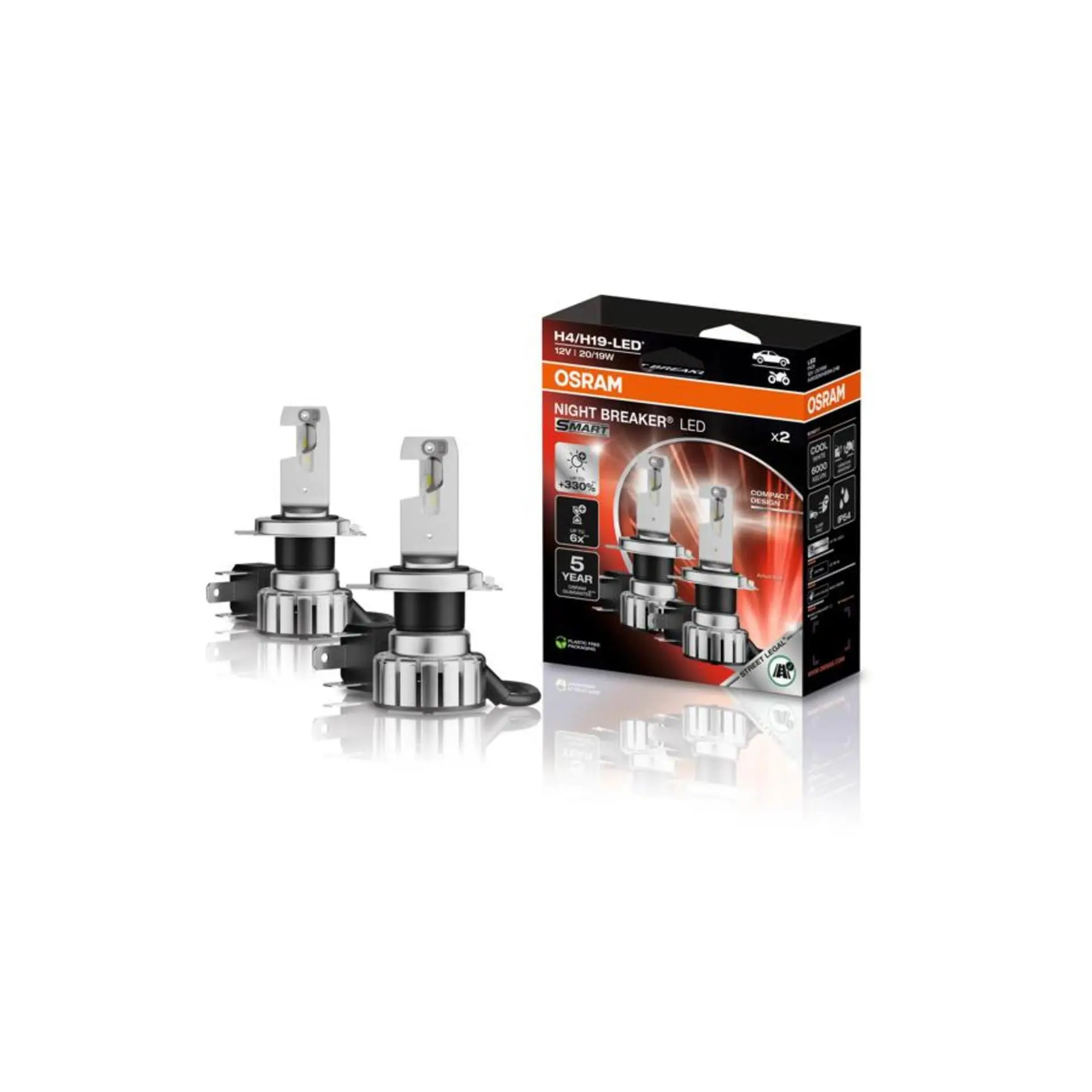 OSRAM H4/H19 NIGHT BREAKER LED SMART +330% homologace 2ks 64193DWNBSM-2HB