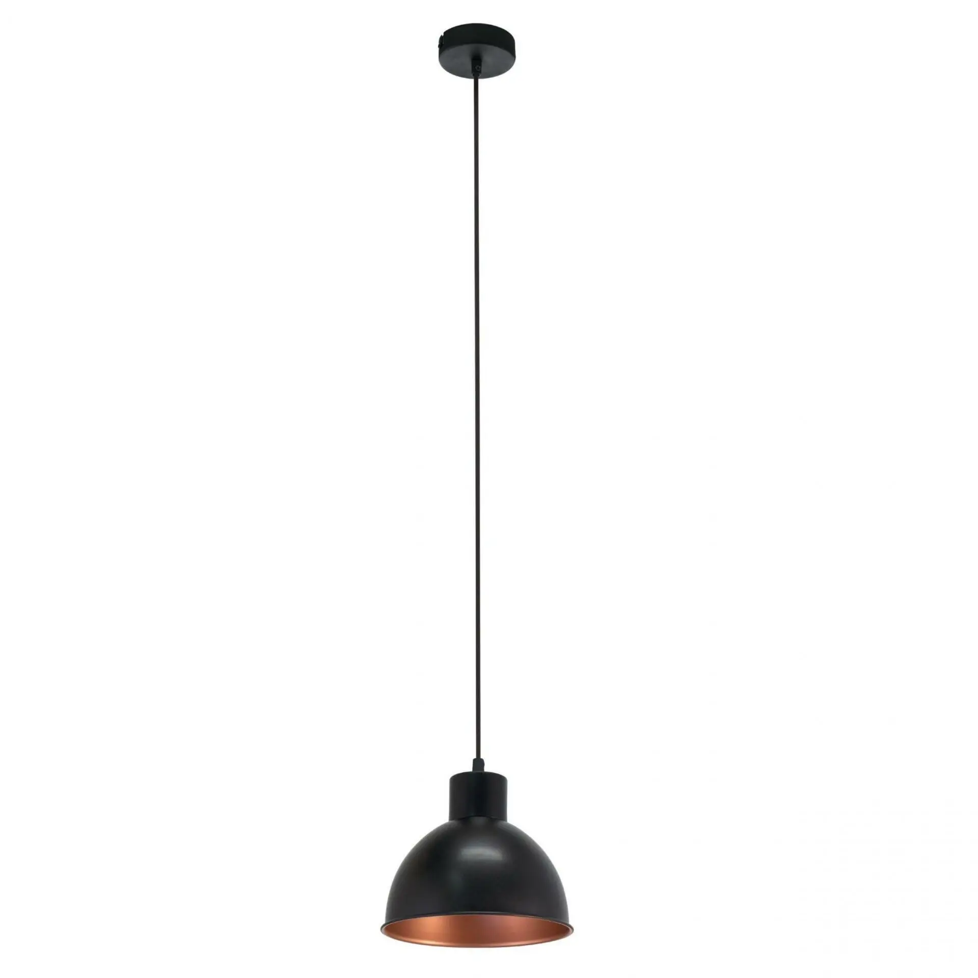 EGLO Závěsné svítidlo VINTAGE černá/měď pro 1 x E27 max. 60 W, pr. 21 x 110 cm