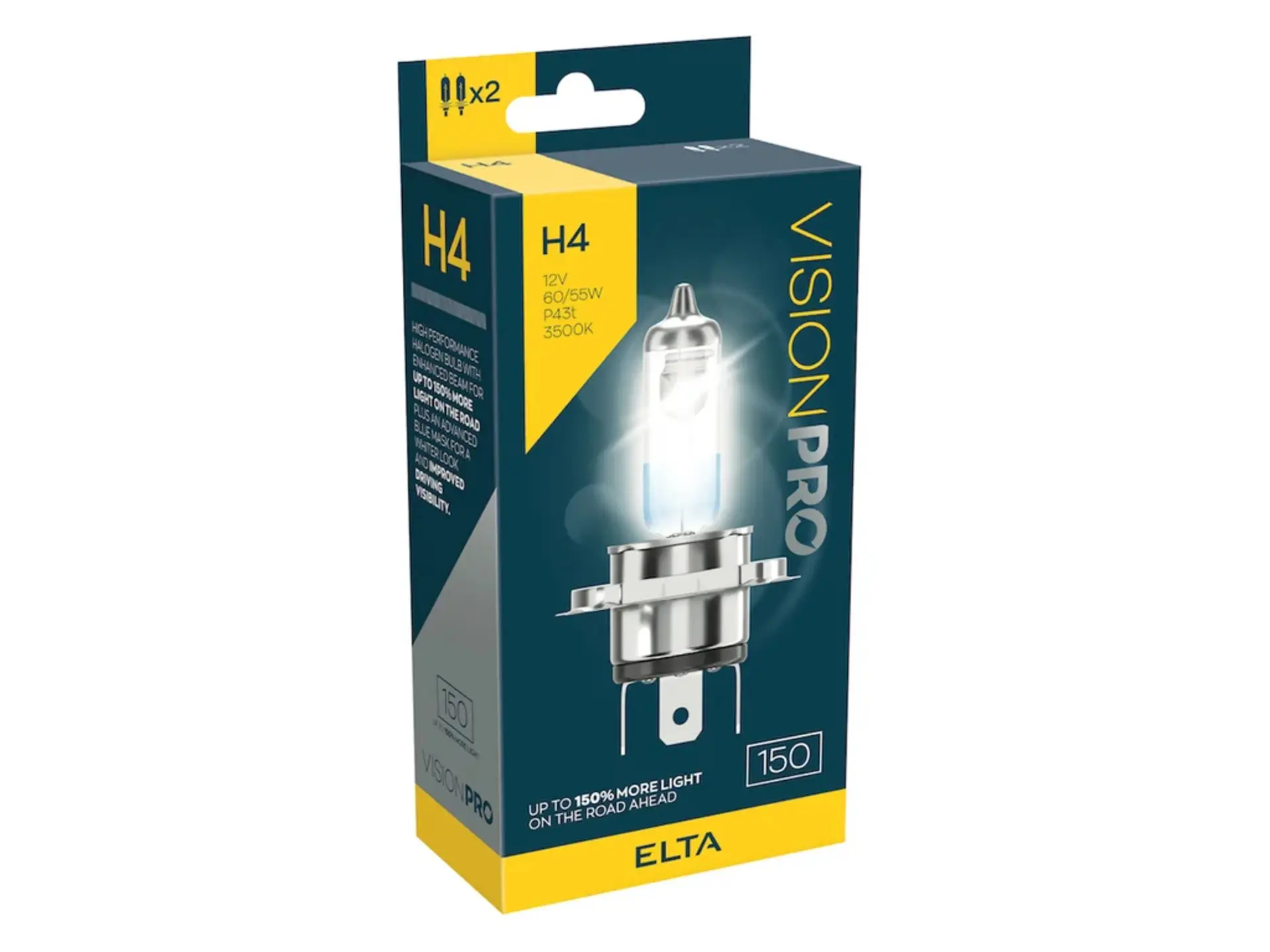 ELTA H4 VisionPro +150% 60/55W 12V P43t sada 2ks