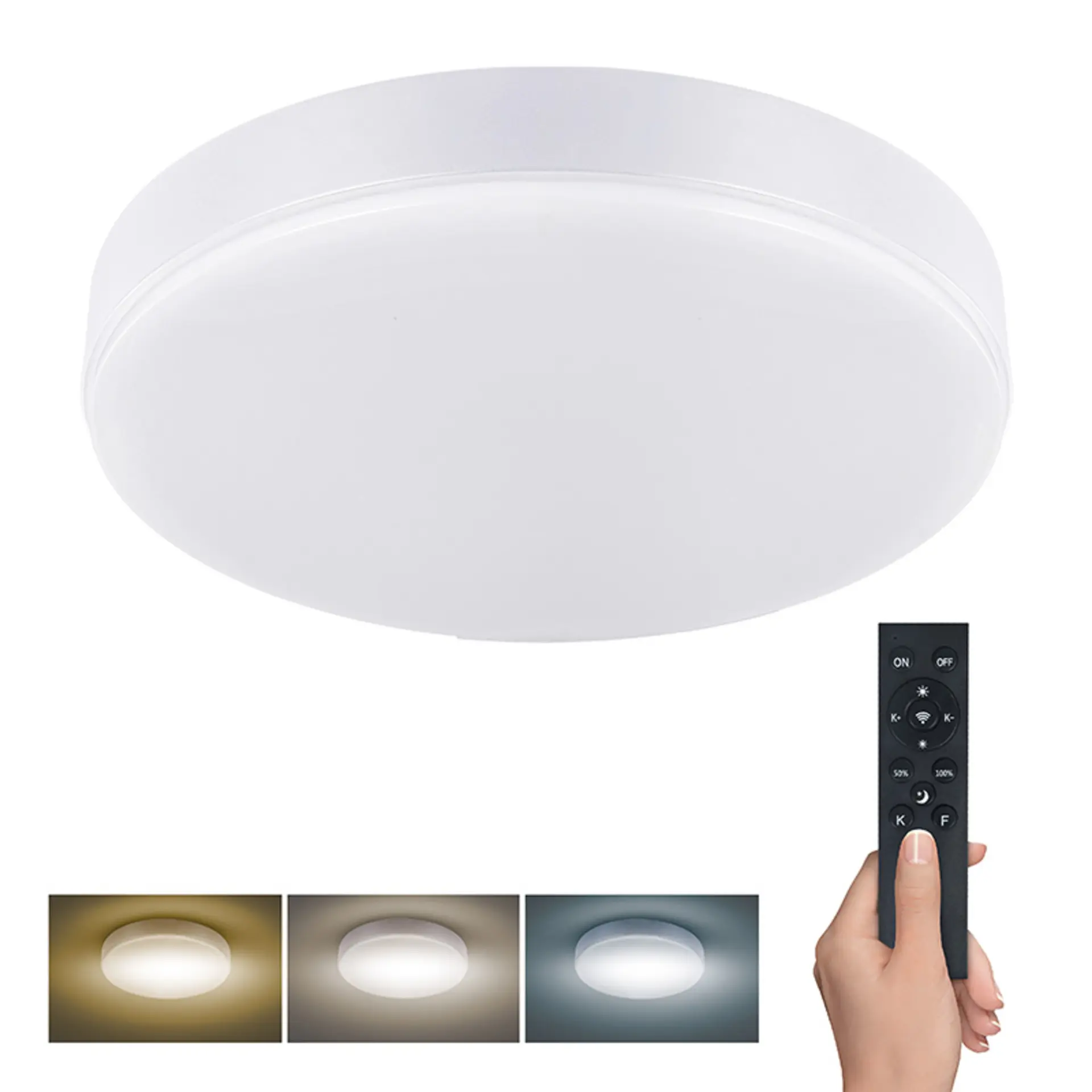 Solight LED osvětlení LECCE s dálkový ovladačem, 50W, 3000lm, 40cm, změna chromatičnosti, stmívatelné, bílá WO799