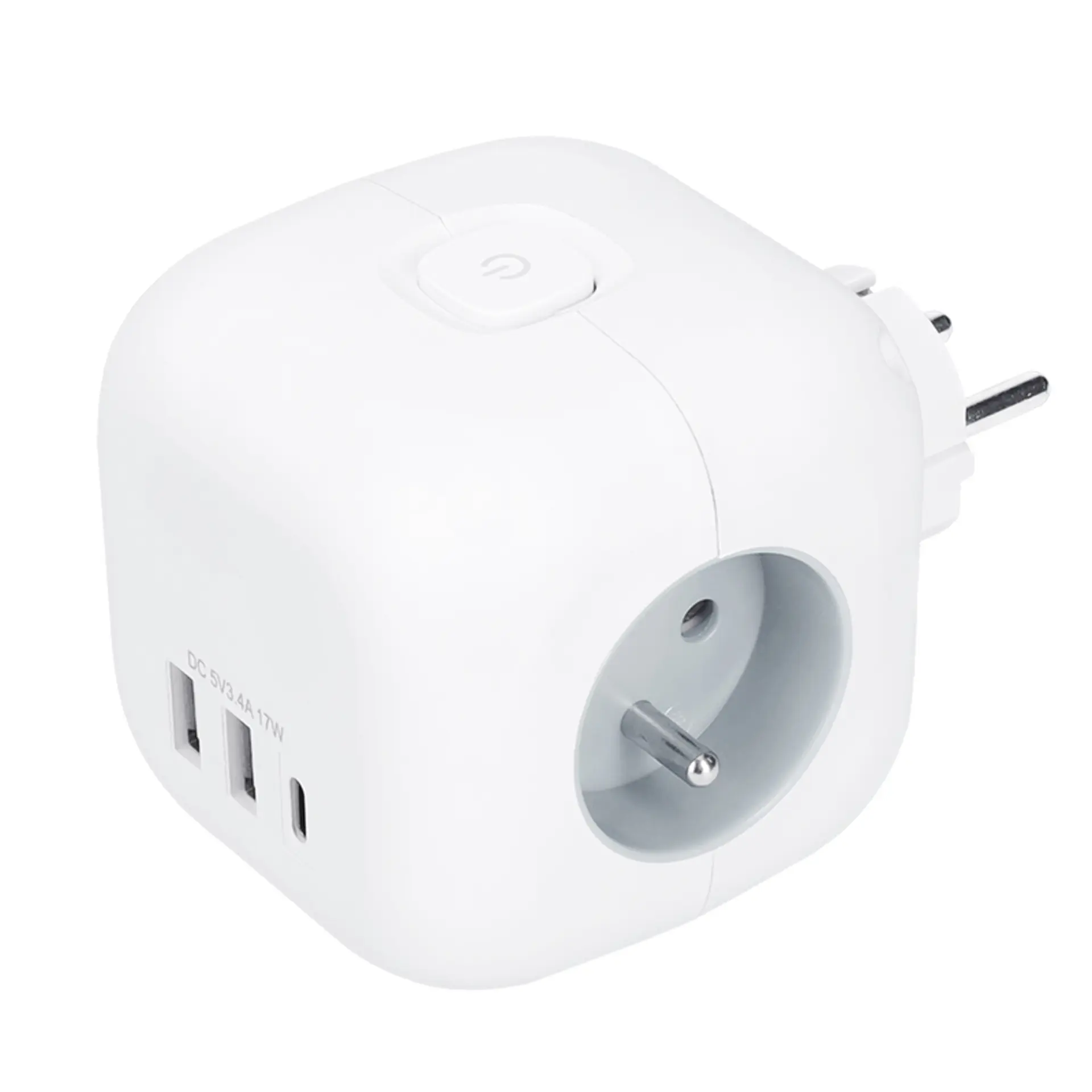 Solight rozbočka kostka, 3x 16A + USB A+C, bílá, vypínač P110C