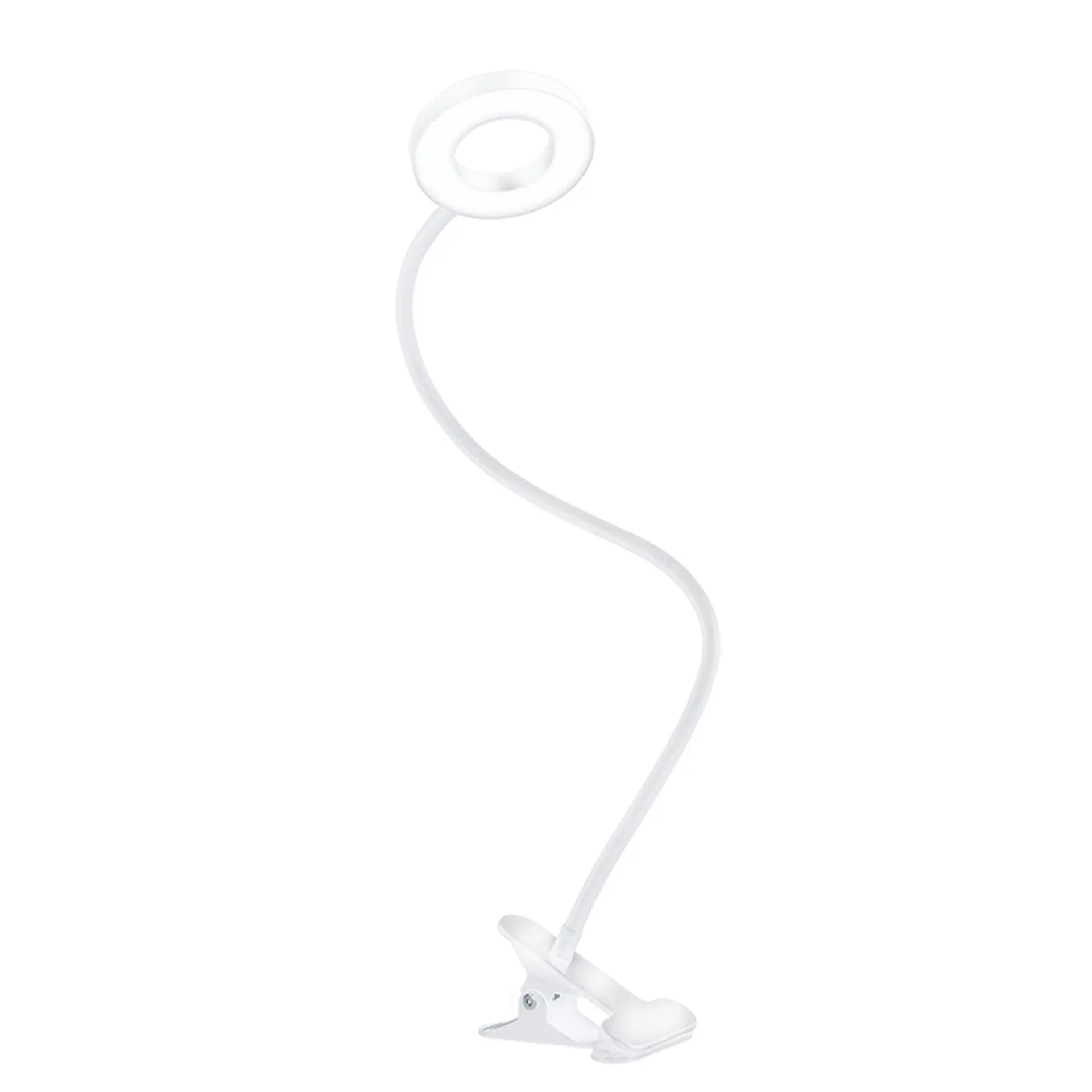Solight LED stmívatelná stolní lampička s klipem bílá, 300lm, nastavitelná teplota světla, USB WO66-W