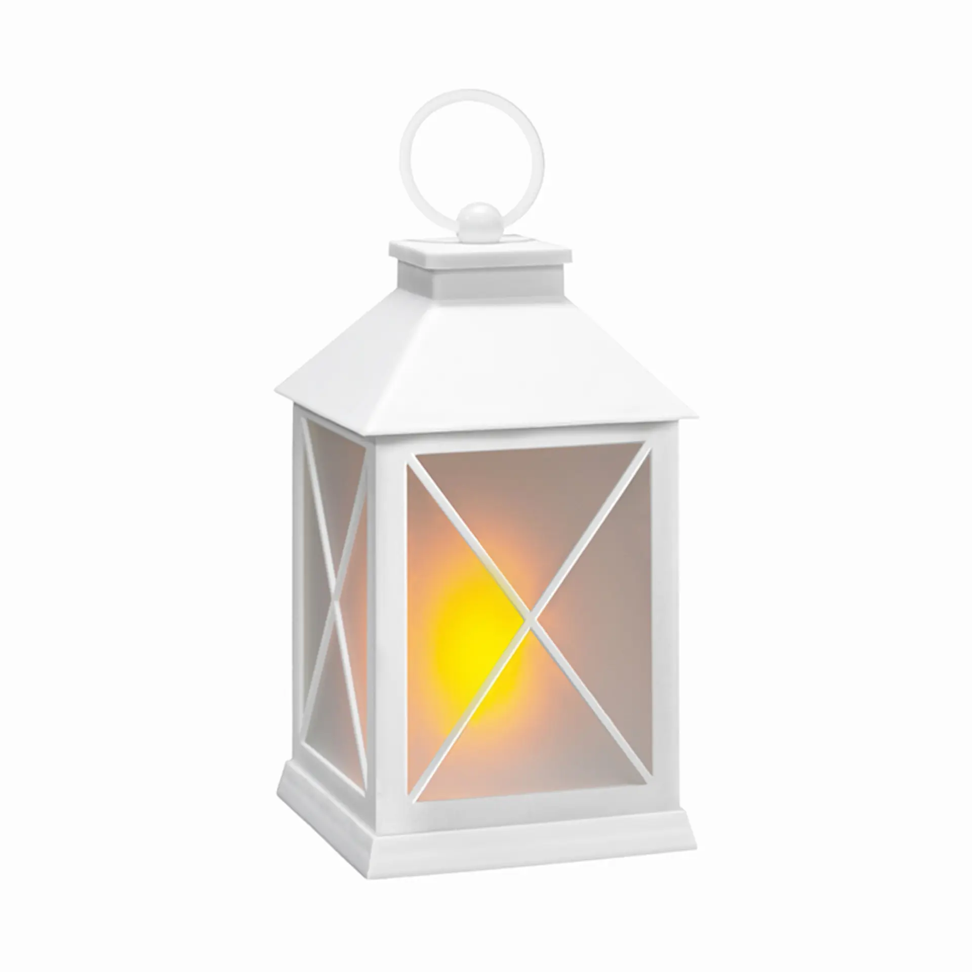 Solight LED vánoční lucerna bílá, 20cm, časovač, 2x AA 1V288