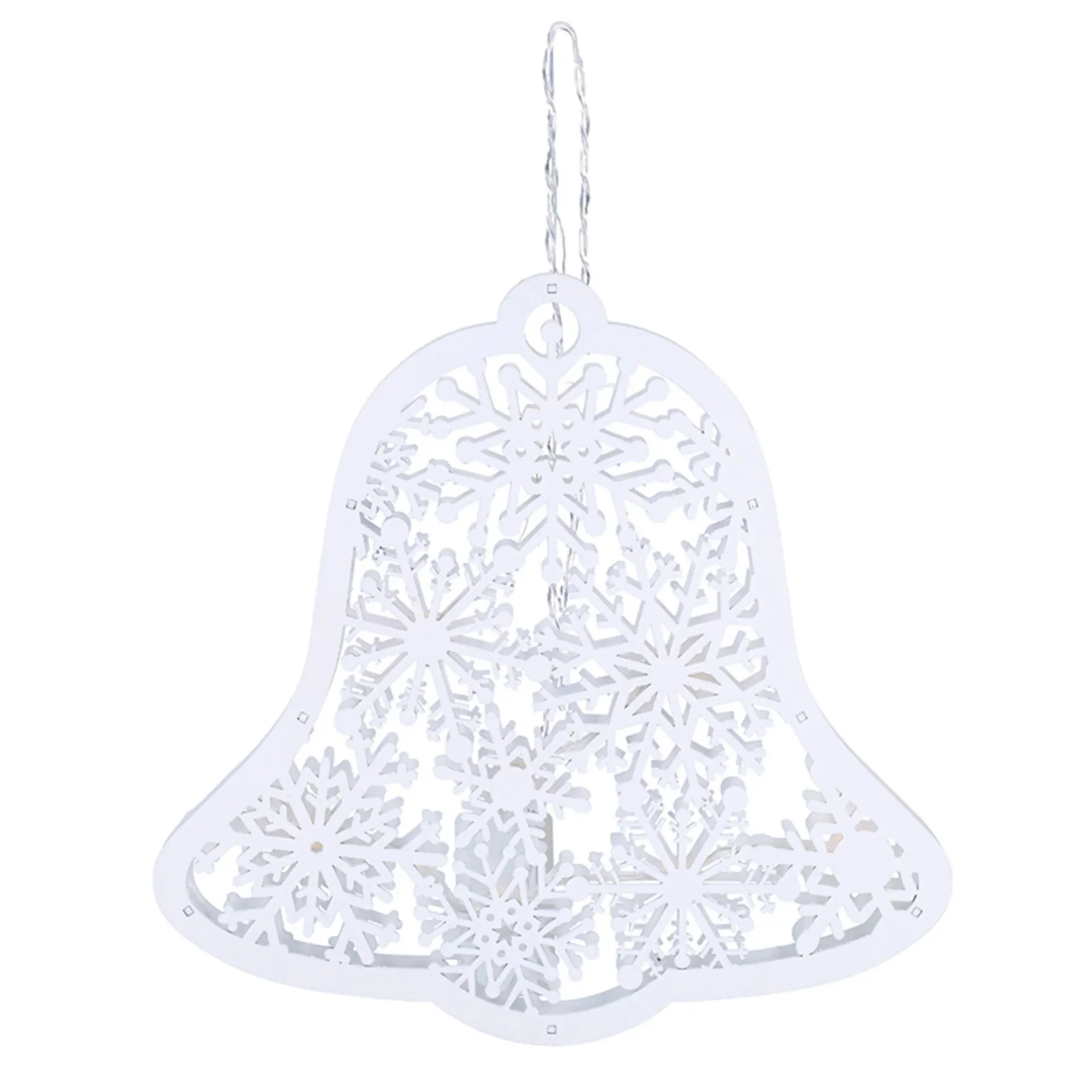 Solight LED dřevěný vánoční zvoneček, 9x LED, bílá, 30cm, časovač, 2x AA 1V296