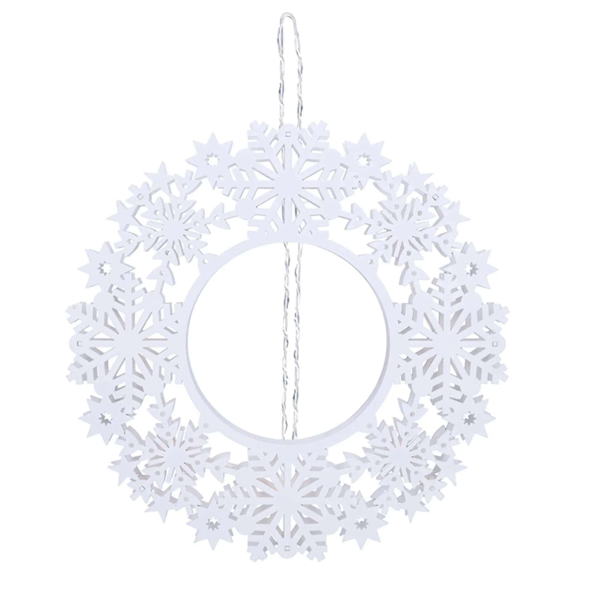 Solight LED dřevěný vánoční věnec, 10x LED, bílá, 30cm, časovač, 2x AA 1V297