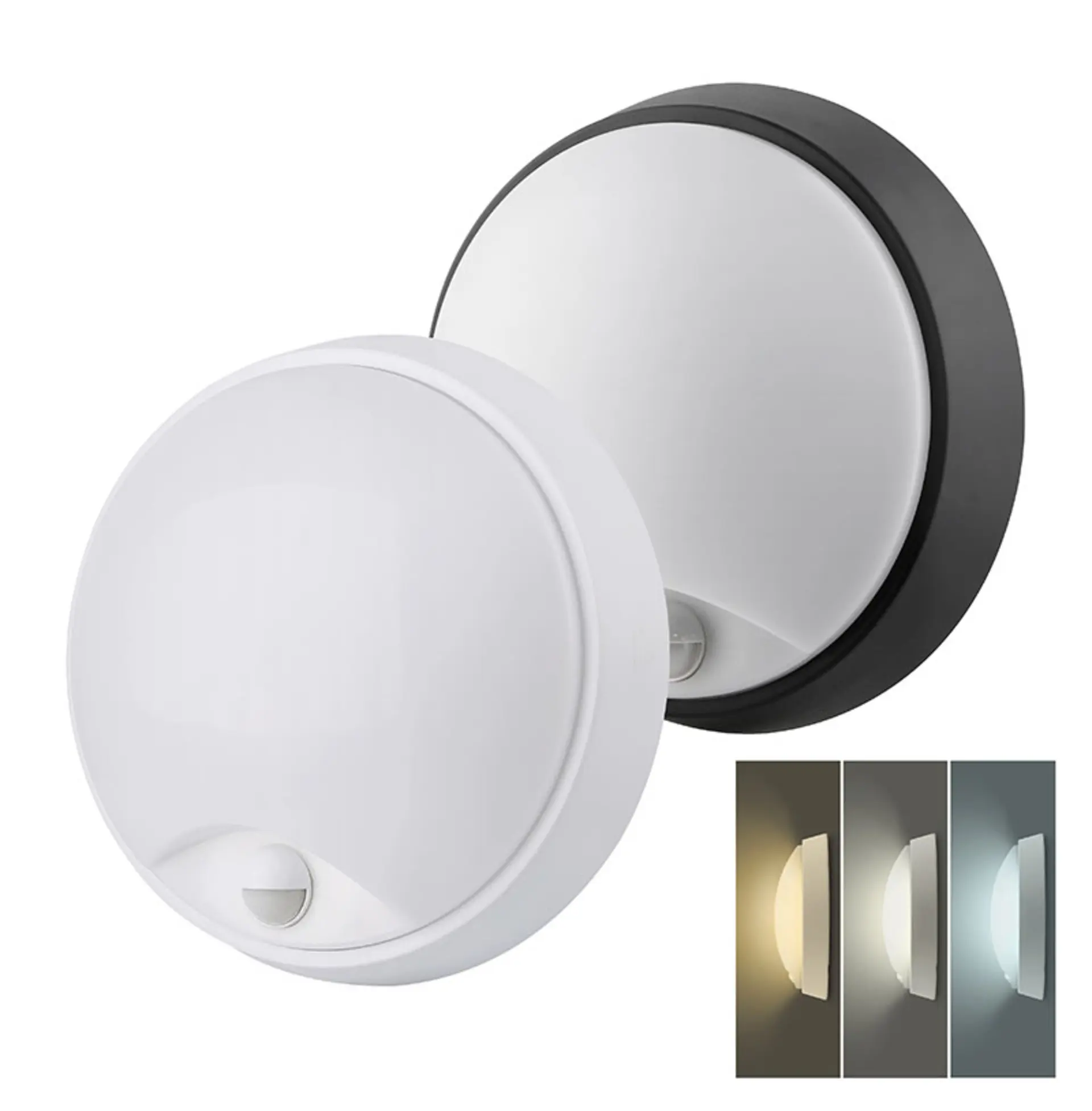 Solight LED venkovní osvětlení se senzorem, 3 CCT,  15/18/20W, 1800lm, 22cm, 2v1 - bílý a černý kryt WO780-2