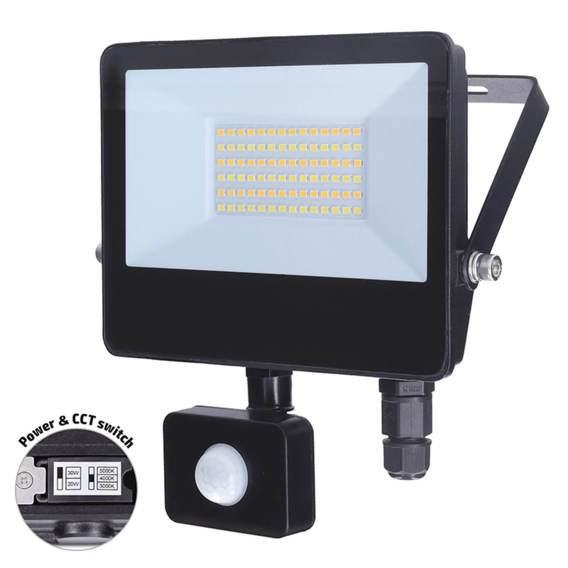 Solight LED reflektor se senzorem TOP, 30W, max. 3900lm, 3CCT, volitený výkon 100/66%, IP65, rychlospojka WM-30WS-T