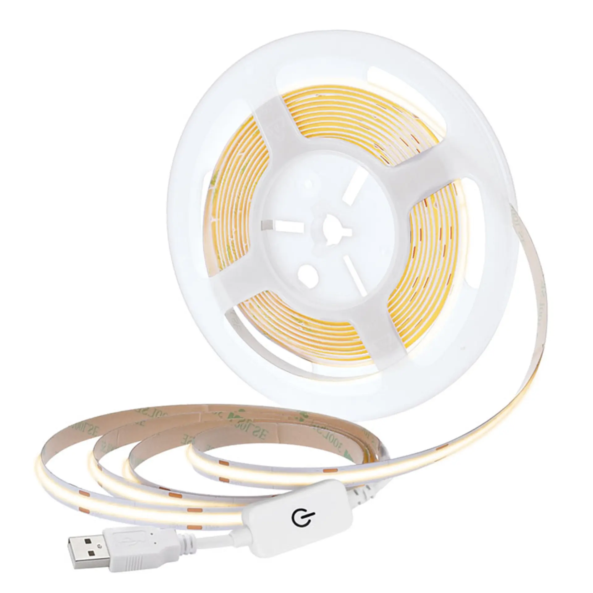 Solight LED COB pásek, 5m, 7W/m, 500lm/m, teplá bílá, USB napájení, vypínač, 8mm WM62-WW