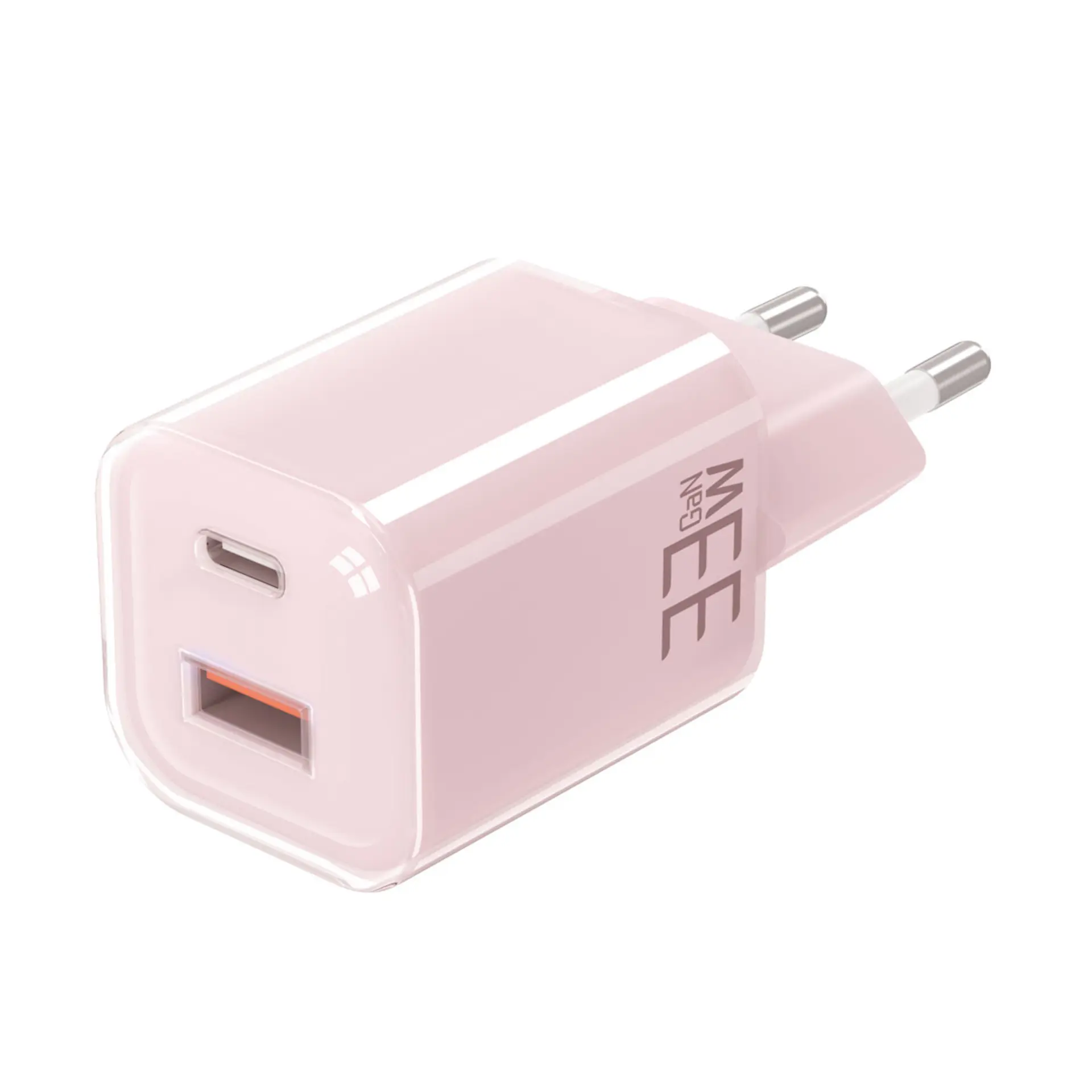 Solight 33W GaN fast charge USB-A + USB-C adaptér, růžový DC75P