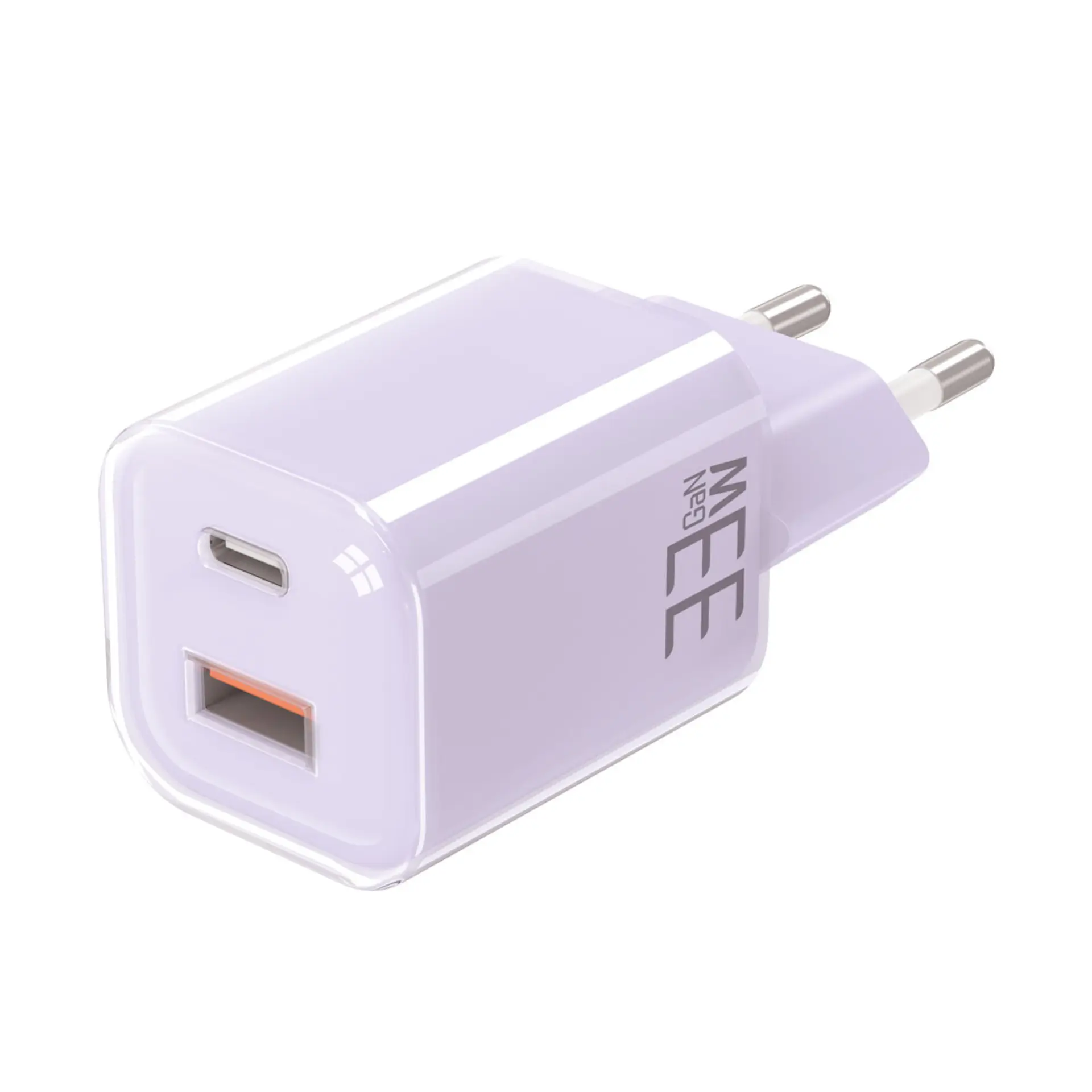 Solight 33W GaN fast charge USB-A + USB-C adaptér, fialový DC75V