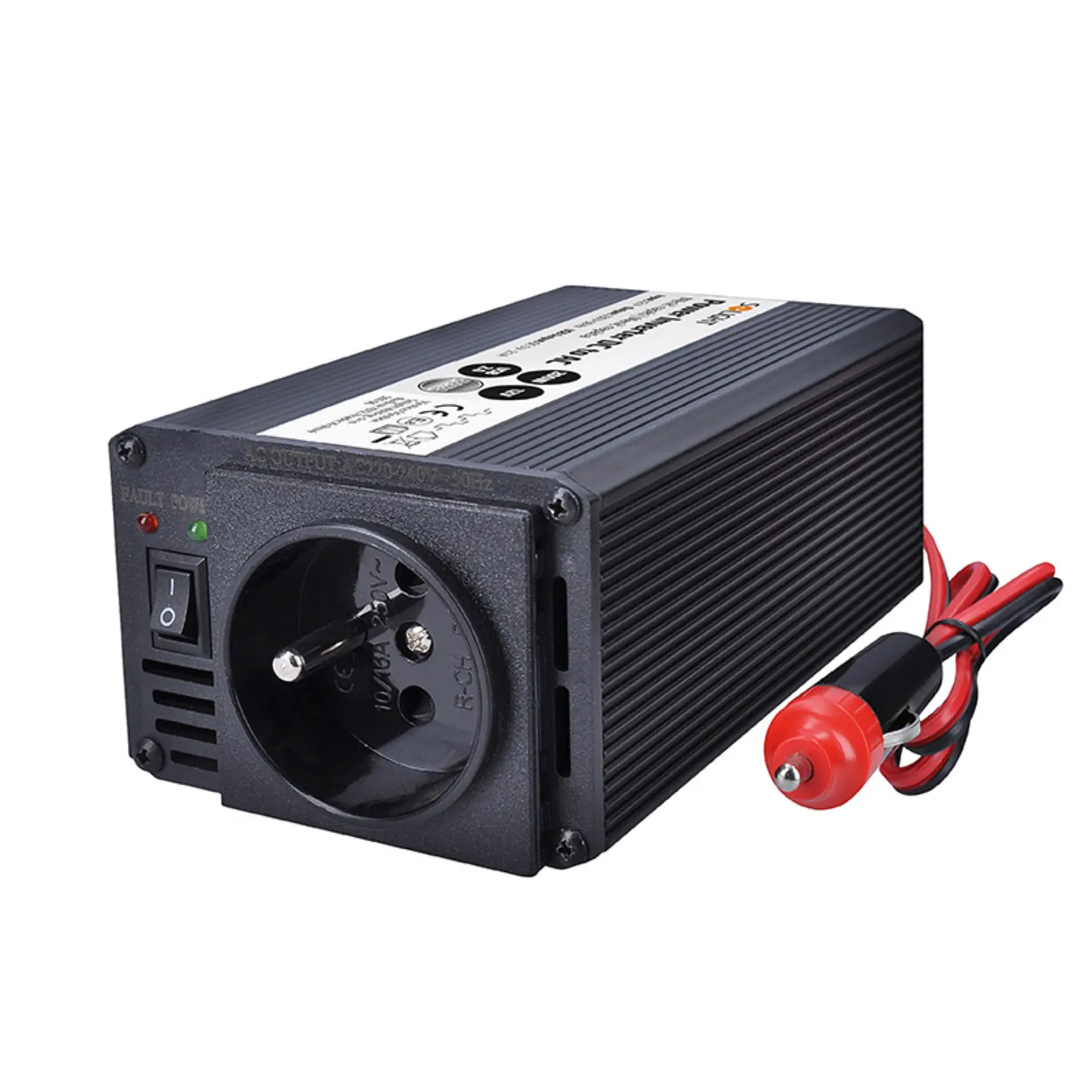 Invertor Solight IN05 - 12V - USB 500mA - kovový - černý - max. zatížení: 200W