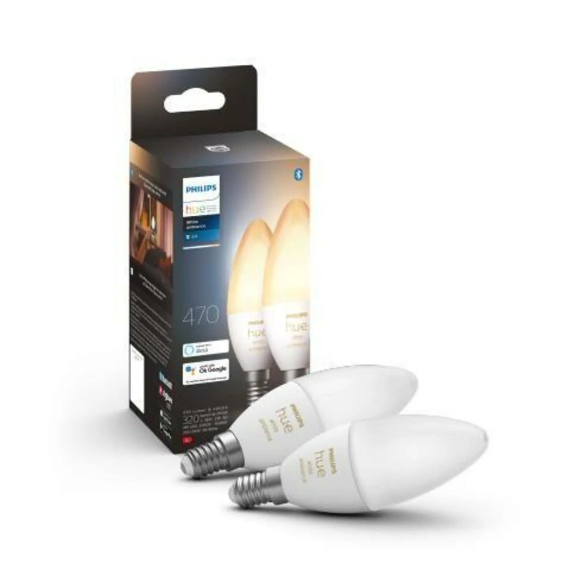 Philips Hue White Ambiance - Chytrá LED žárovka E14, 470 lm, 2 ks 929002294404