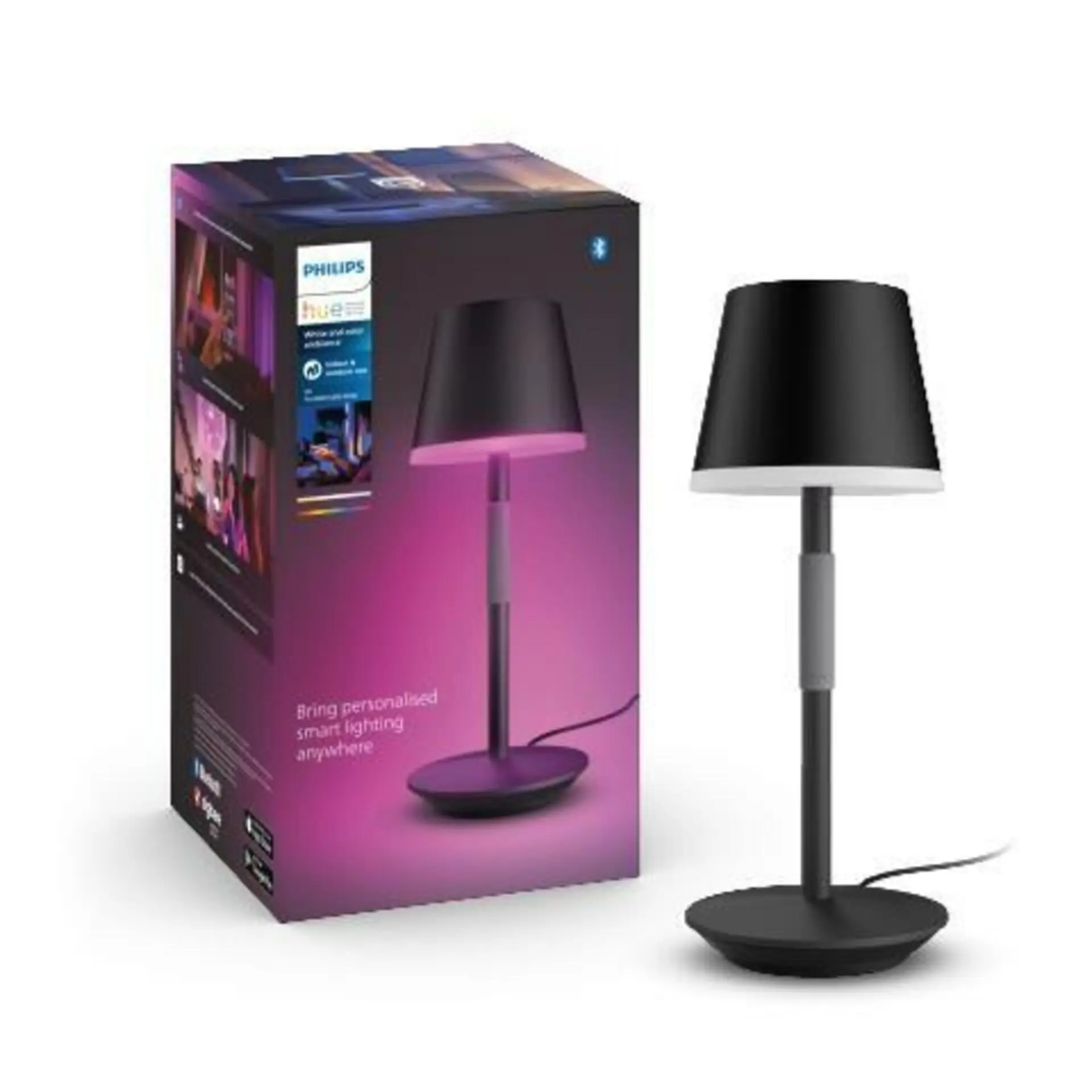 Philips Hue Go - Chytré přenosné stolní LED svítidlo, dotykové, černá 929003128501